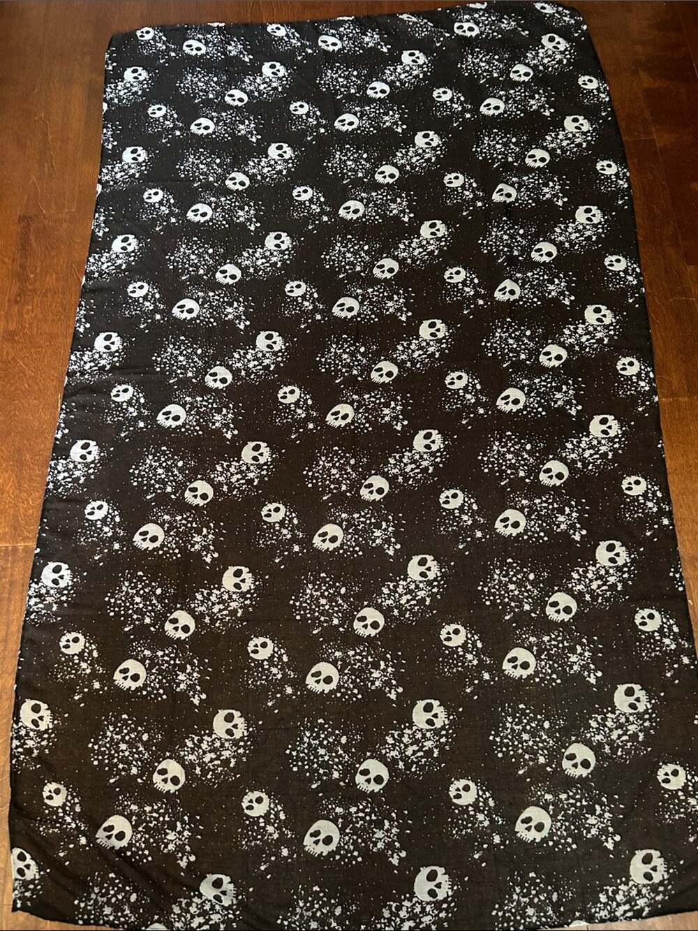 Black Scarf with White Skulls, Lightweight and Oversized